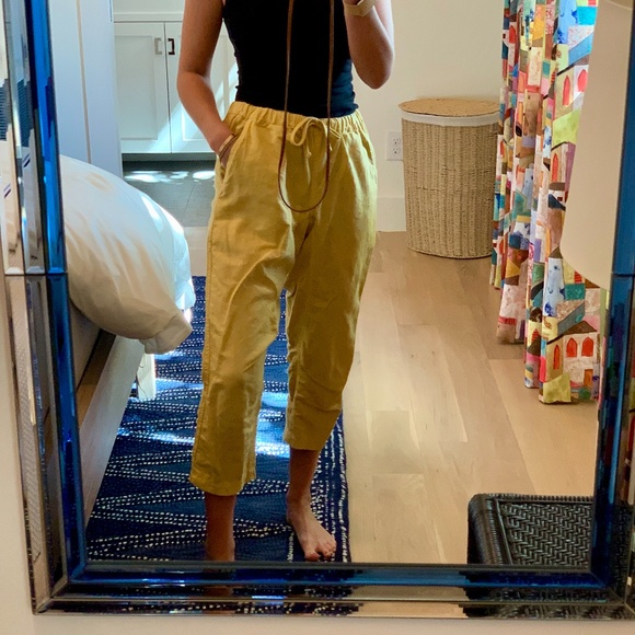 PLANET BLUE Cropped Drawstring Cotton Joggers (XS) - Picture 1 of 6